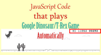 JavaScript Code Plays Google Dinosaur/T-Rex Game Automatically