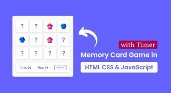 Memory Cards Game with Timer in HTML5, CSS3 & JavaScript